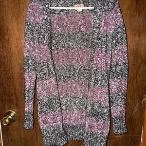 Mudd Purple and Black Striped Cardigan